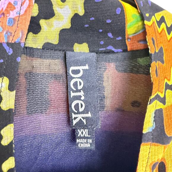 Berek Mesh Jacket Womens 2X Red Art to Wear Full Zip Mixed Print Lined Colorful - Picture 8 of 8